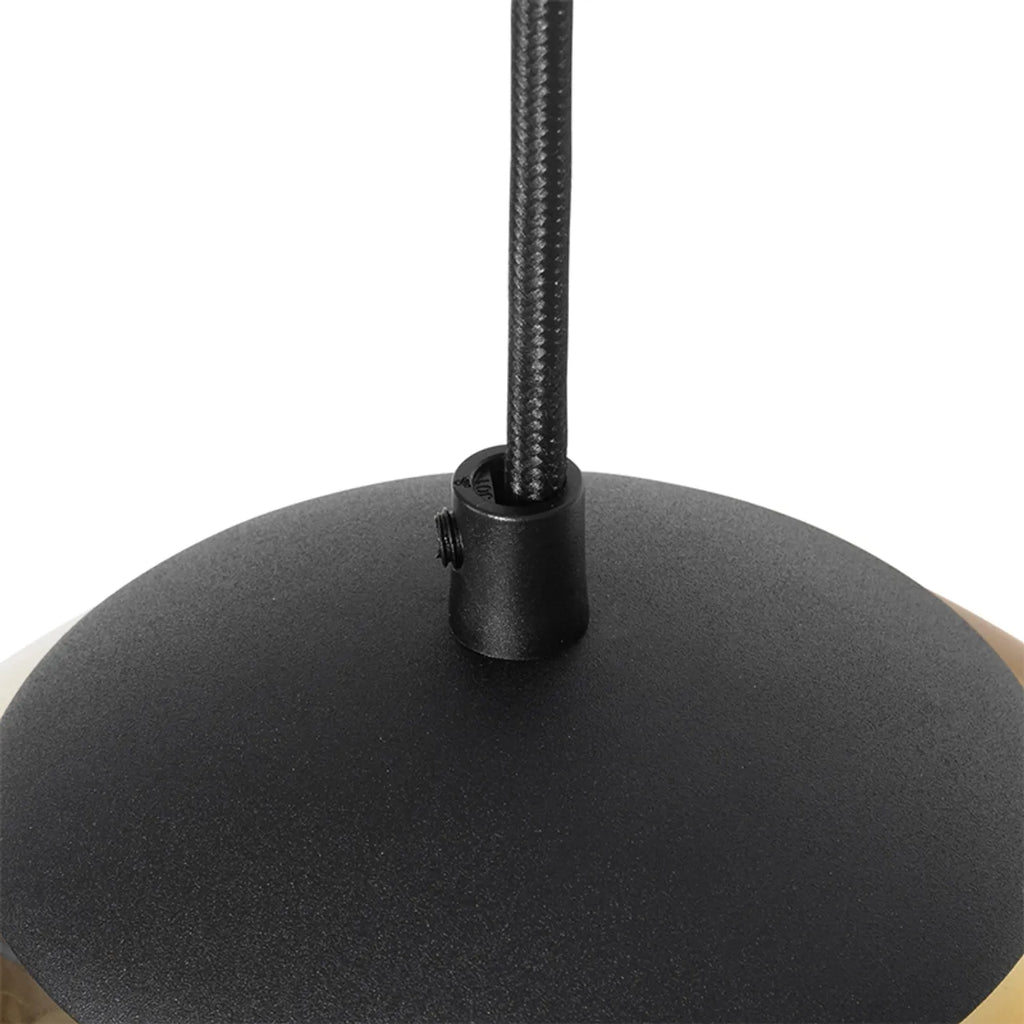 Lampă suspendată neagră cu sticlă aurie cu 3 lumini Pallon