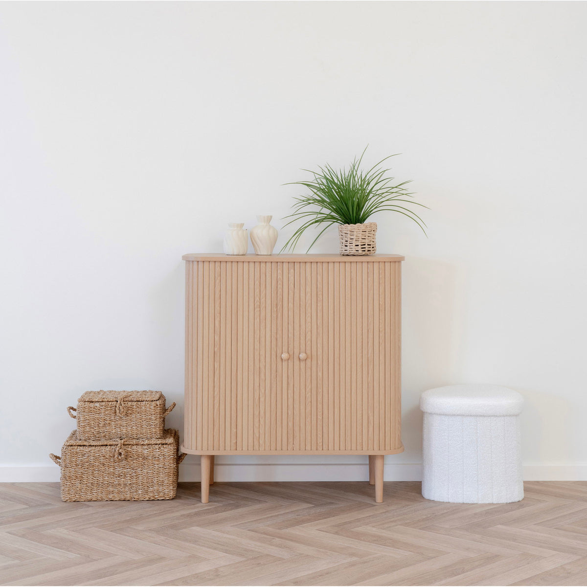 Comodă, 2 uși, natur, 80x40x87 cm