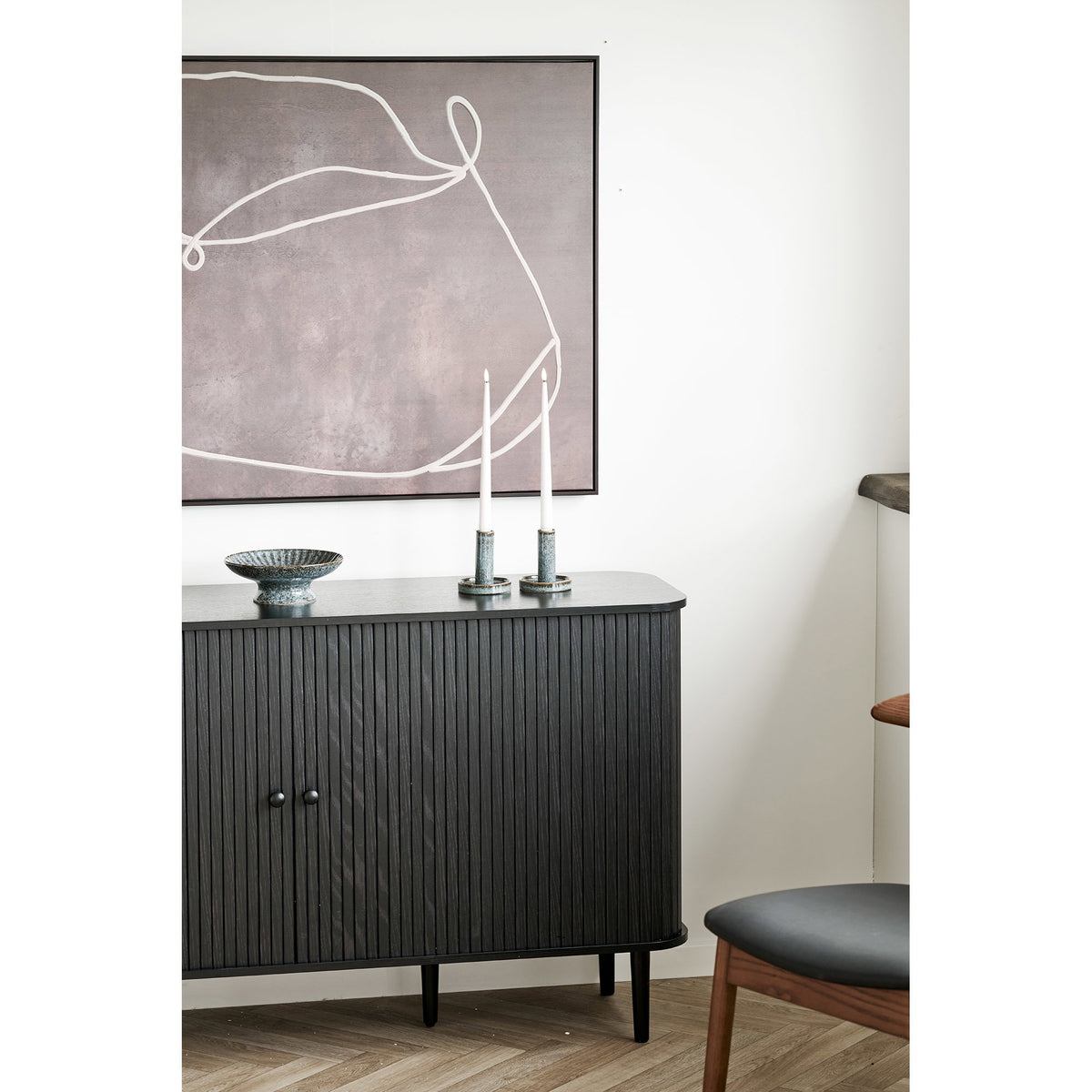 Comodă, 2 uși, negru, 140x40x79 cm