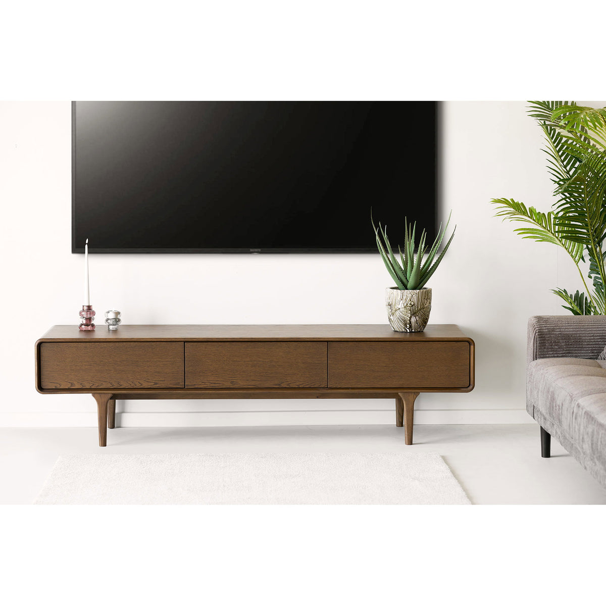 Comodă TV, stejar, maro închis, 180x45x45 cm