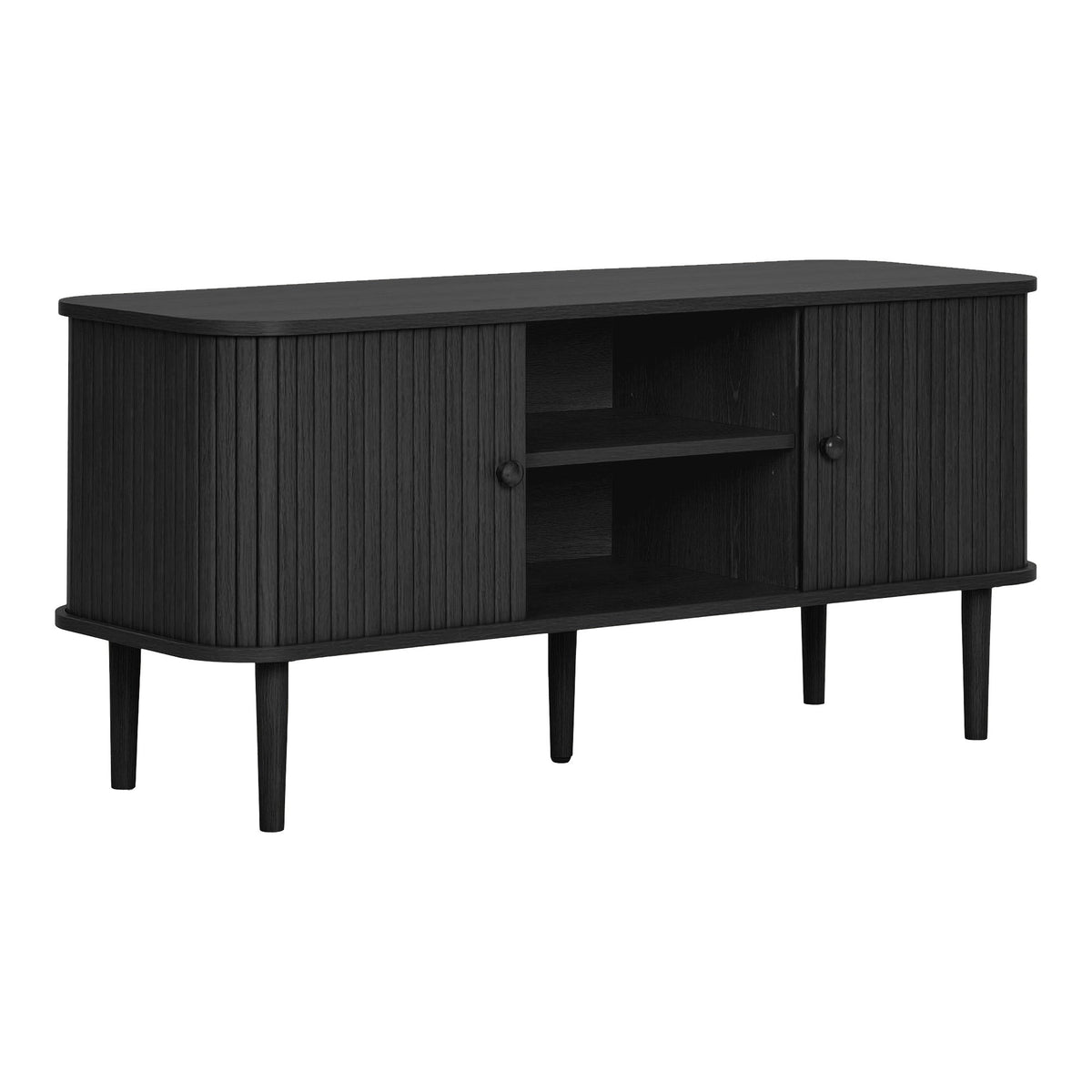 Comodă TV, 2 uși, negru, 113x40x52 cm