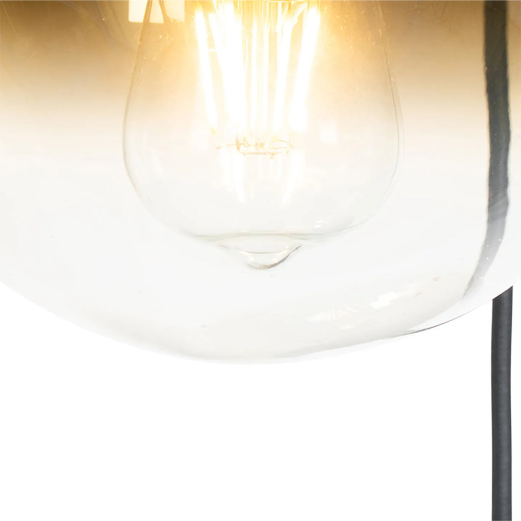 Lampă suspendată neagră cu sticlă aurie cu 3 lumini Pallon