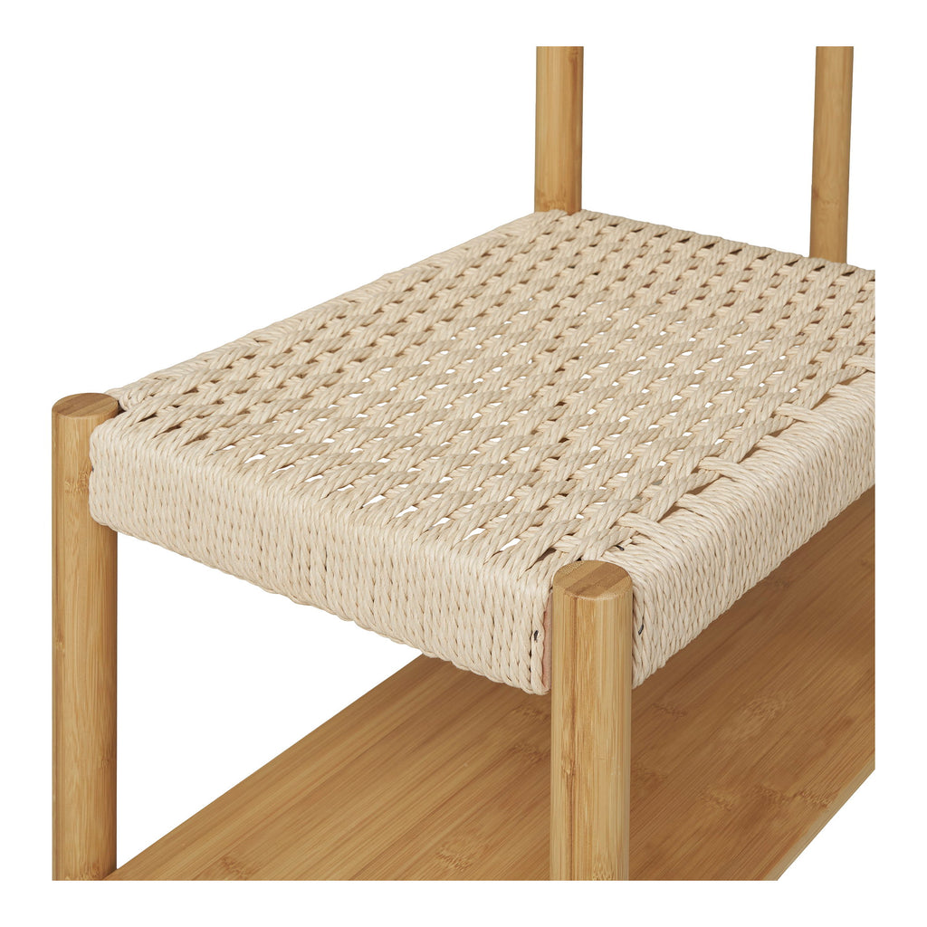Suport pentru haine cu bancă din împletitură naturală, bambus, natur, 36x95x165