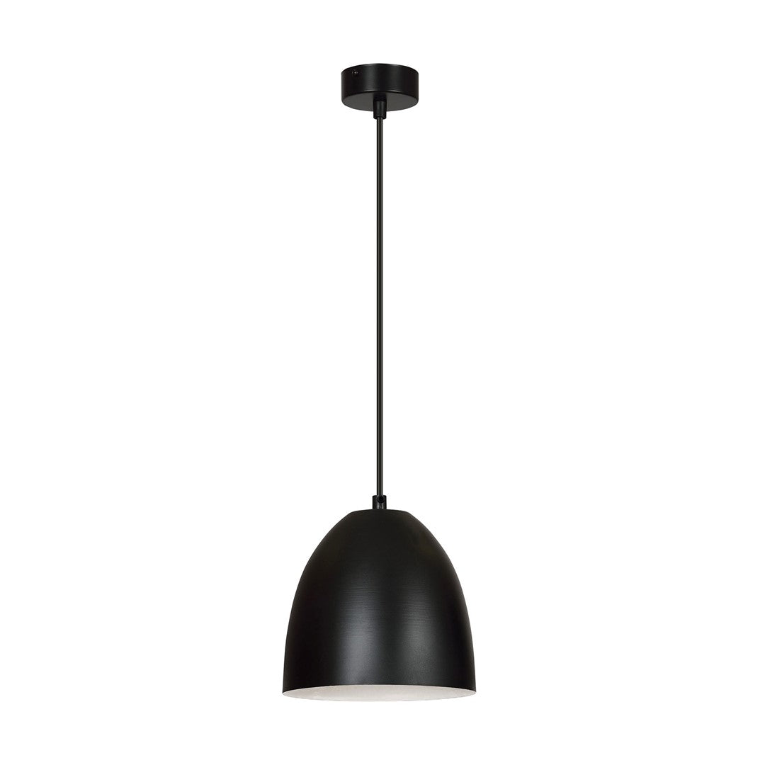 Lampa suspendata cu abajur metalic negru cu acente albe Lenox