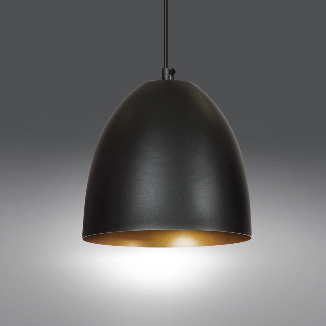Lampa suspendata cu abajur metalic negru cu acente aurii Lenox