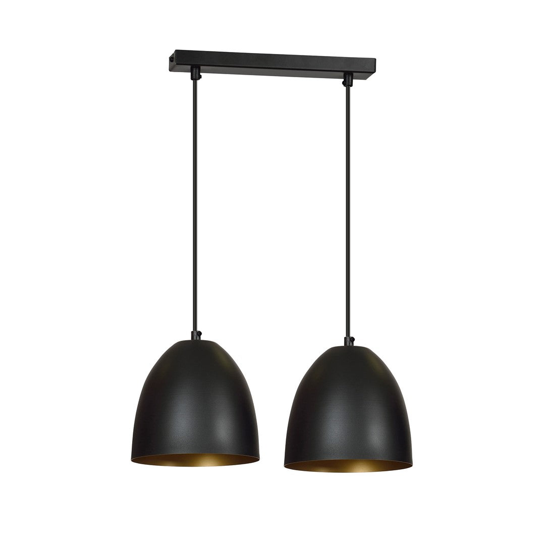 Lampa suspendata cu abajur metalic negru cu acente aurii 2 lumini Lenox