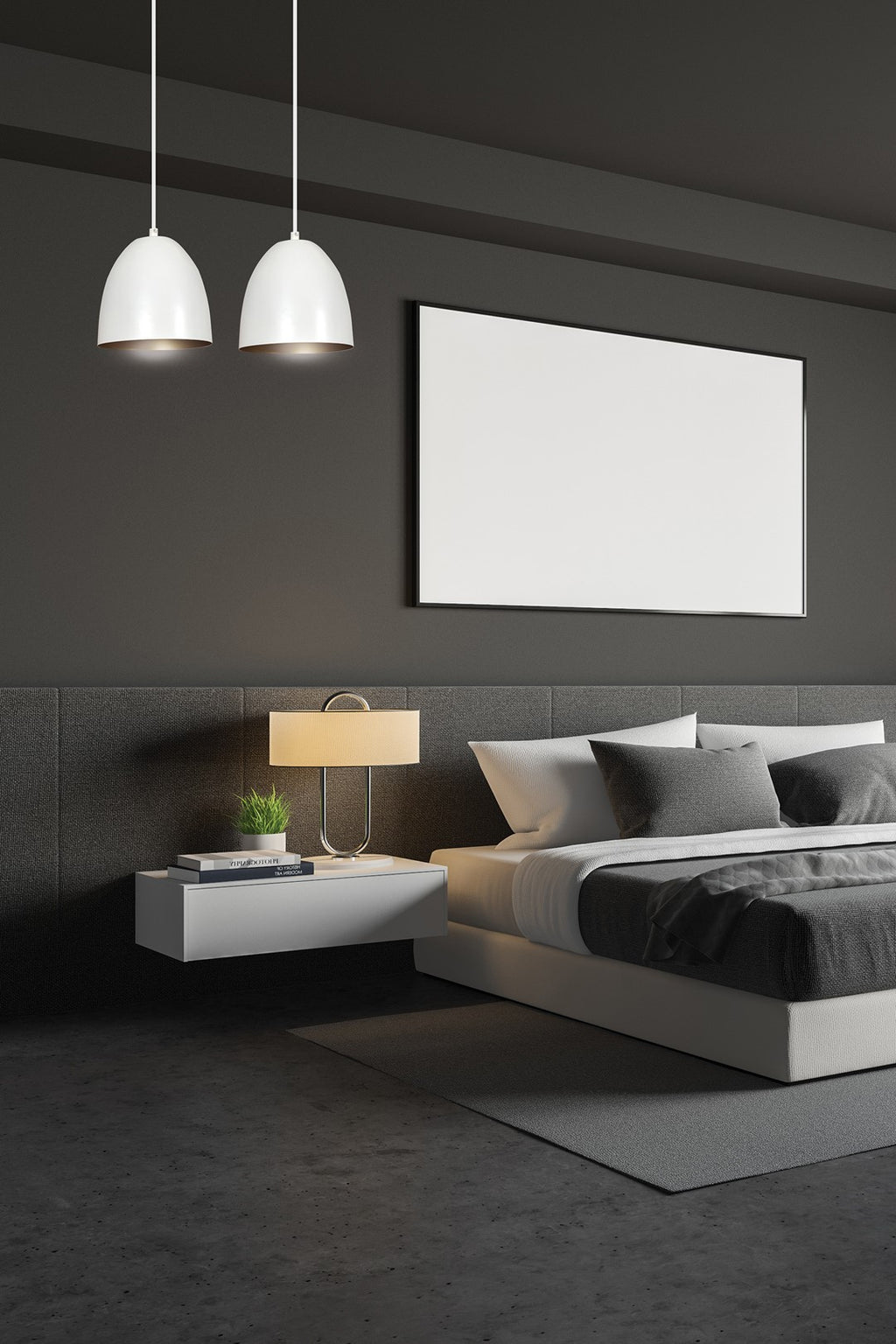 Lampa suspendata cu abajur metalic alb cu acente aurii 2 lumini Lenox