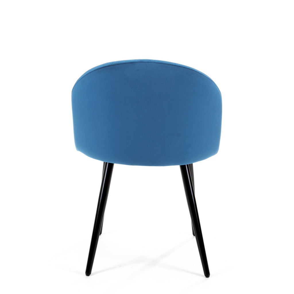 Scaun albastru catifea cu picioare negre SJ.077