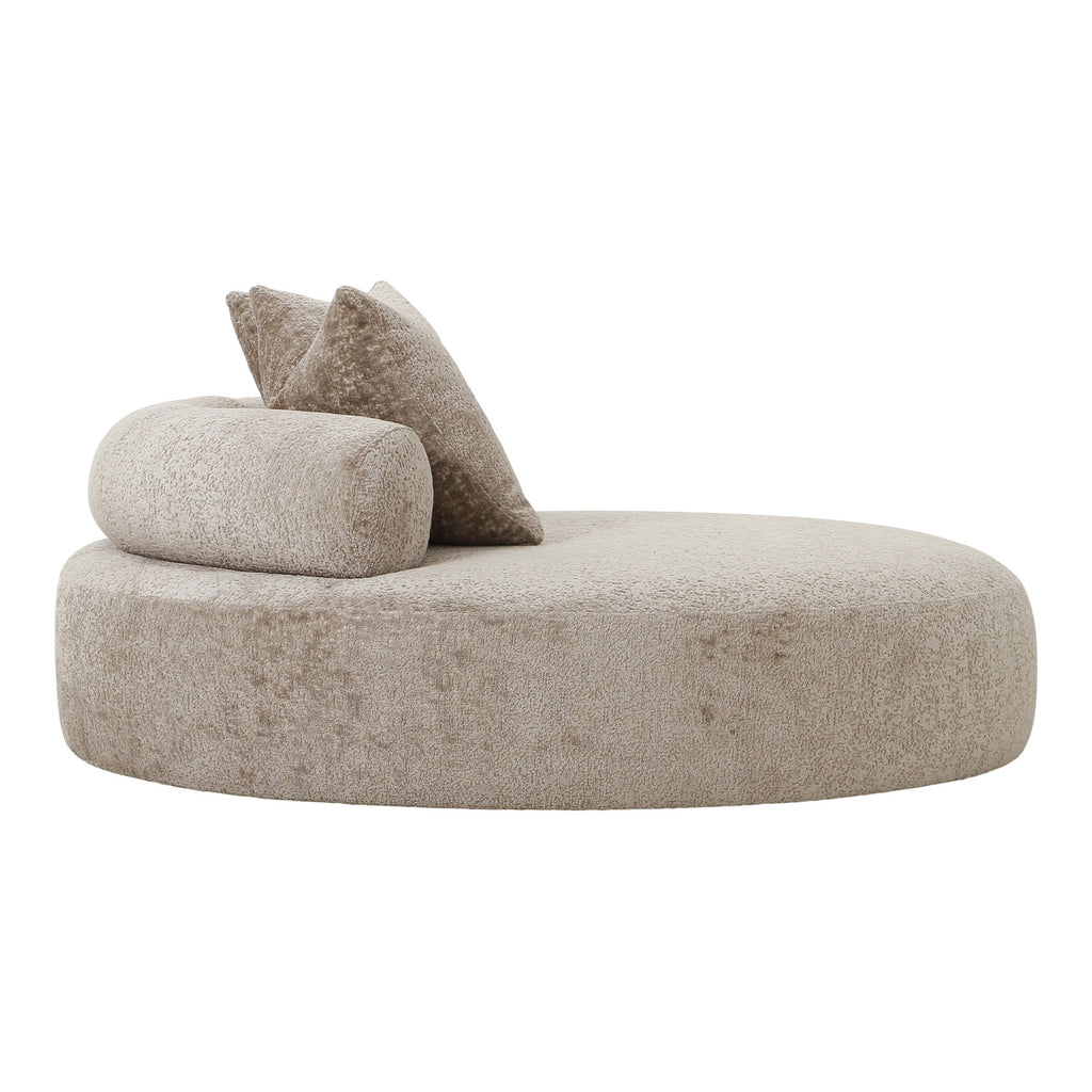 Canapea de zi cu 2 perne, din chenille, formă rotundă, natur, HN1251
