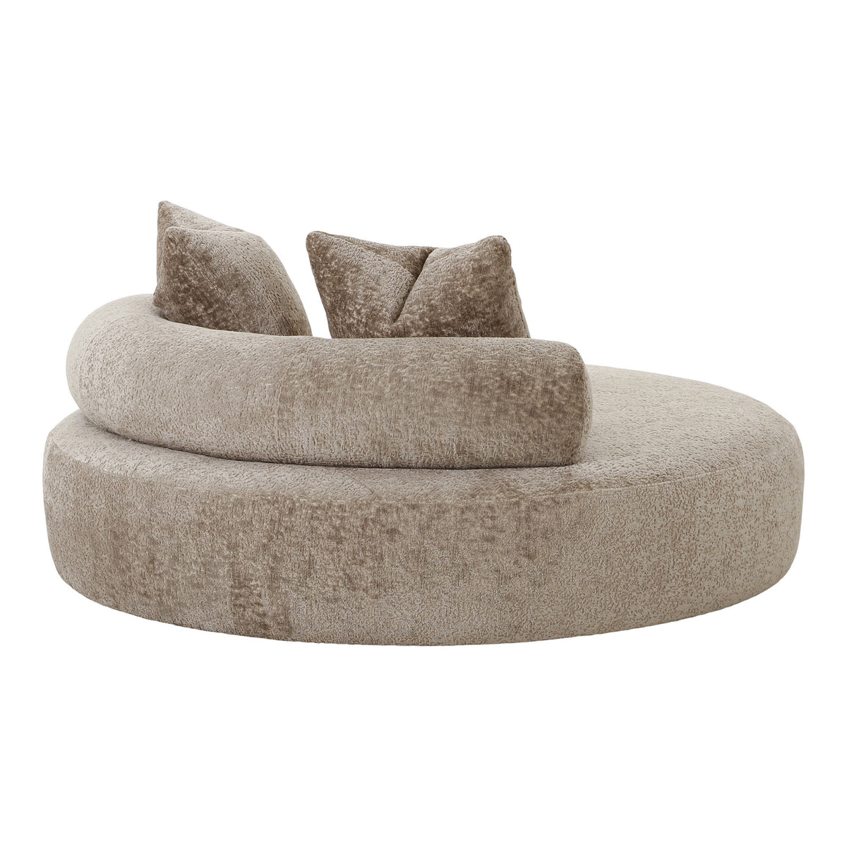 Canapea de zi cu 2 perne, din chenille, formă rotundă, natur, HN1251