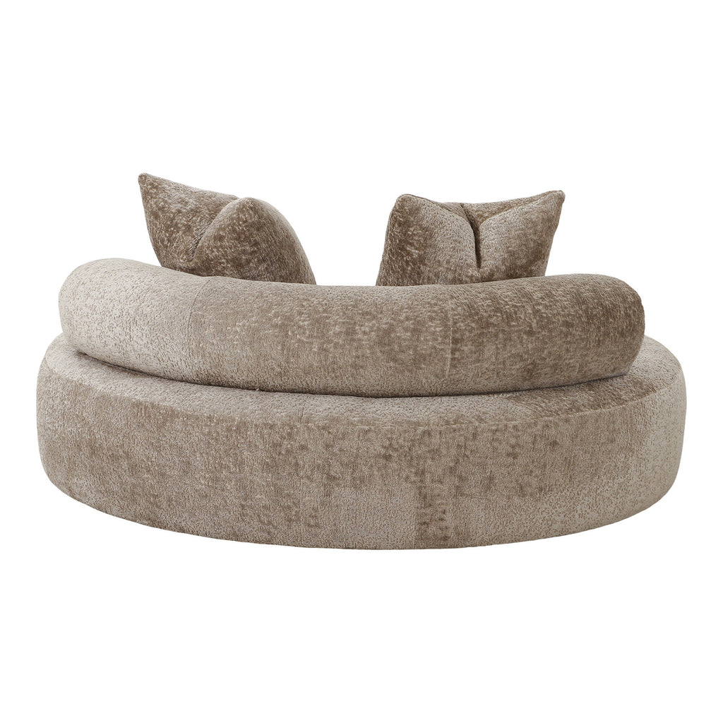 Canapea de zi cu 2 perne, din chenille, formă rotundă, natur, HN1251