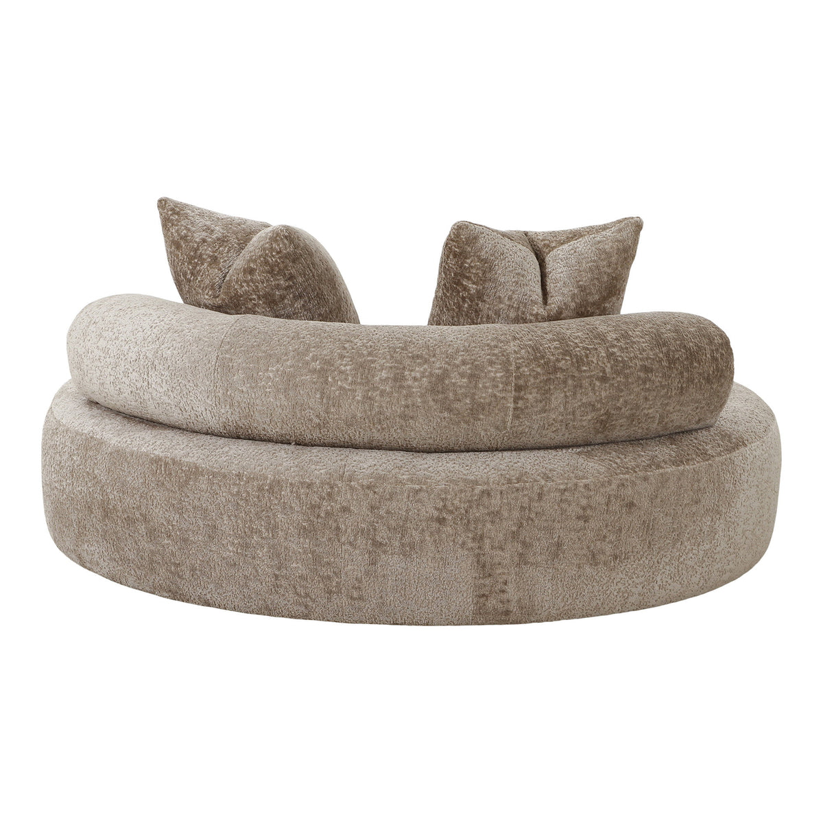 Canapea de zi cu 2 perne, din chenille, formă rotundă, natur, HN1251