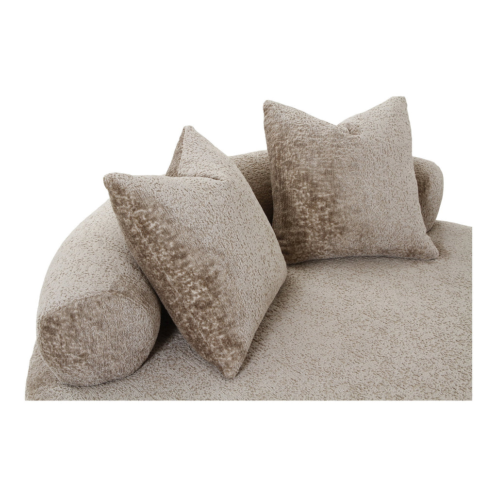 Canapea de zi cu 2 perne, din chenille, formă rotundă, natur, HN1251