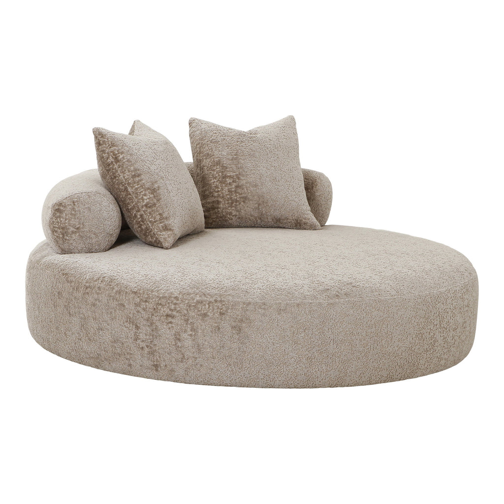 Canapea de zi cu 2 perne, din chenille, formă rotundă, natur, HN1251