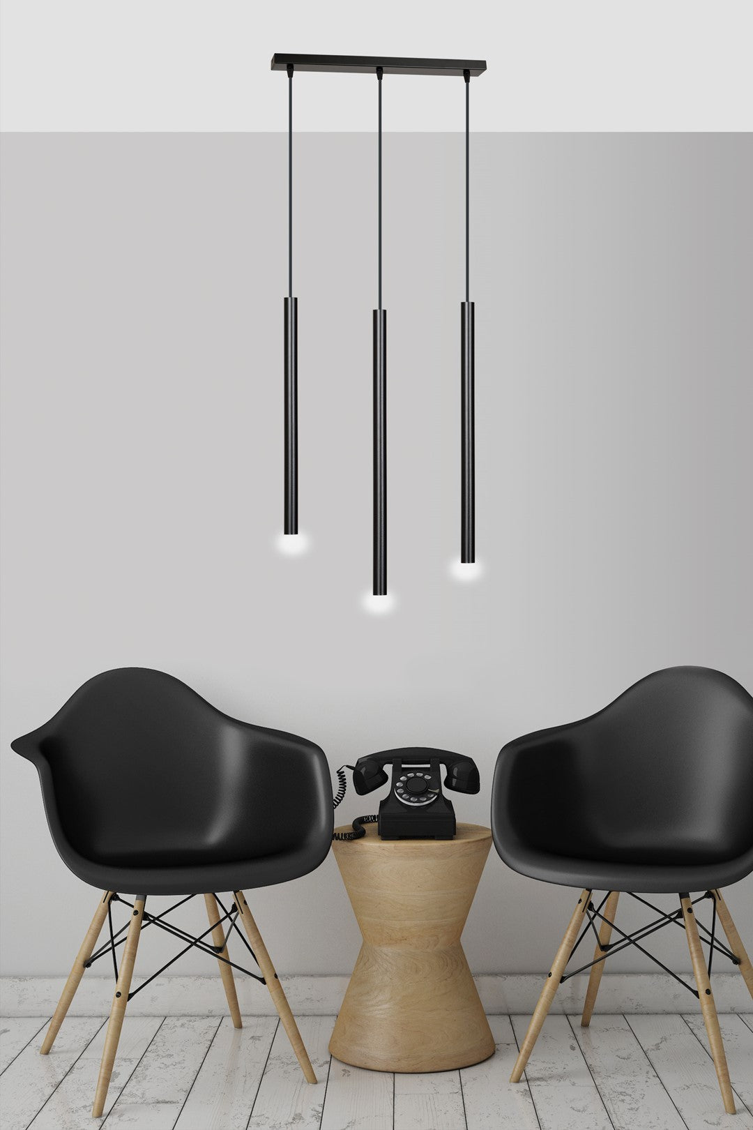 Lampa suspendata neagra 3 lumini Selter