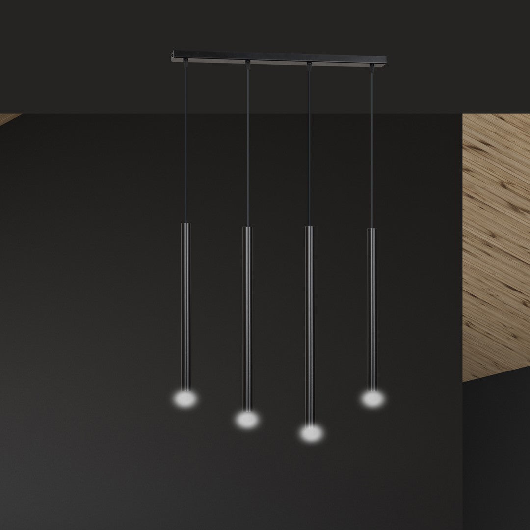 Lampa suspendata neagra 4 lumini Selter