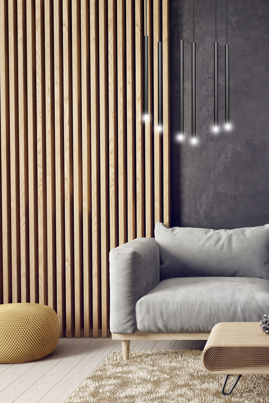 Lampa suspendata neagra 6 lumini Selter