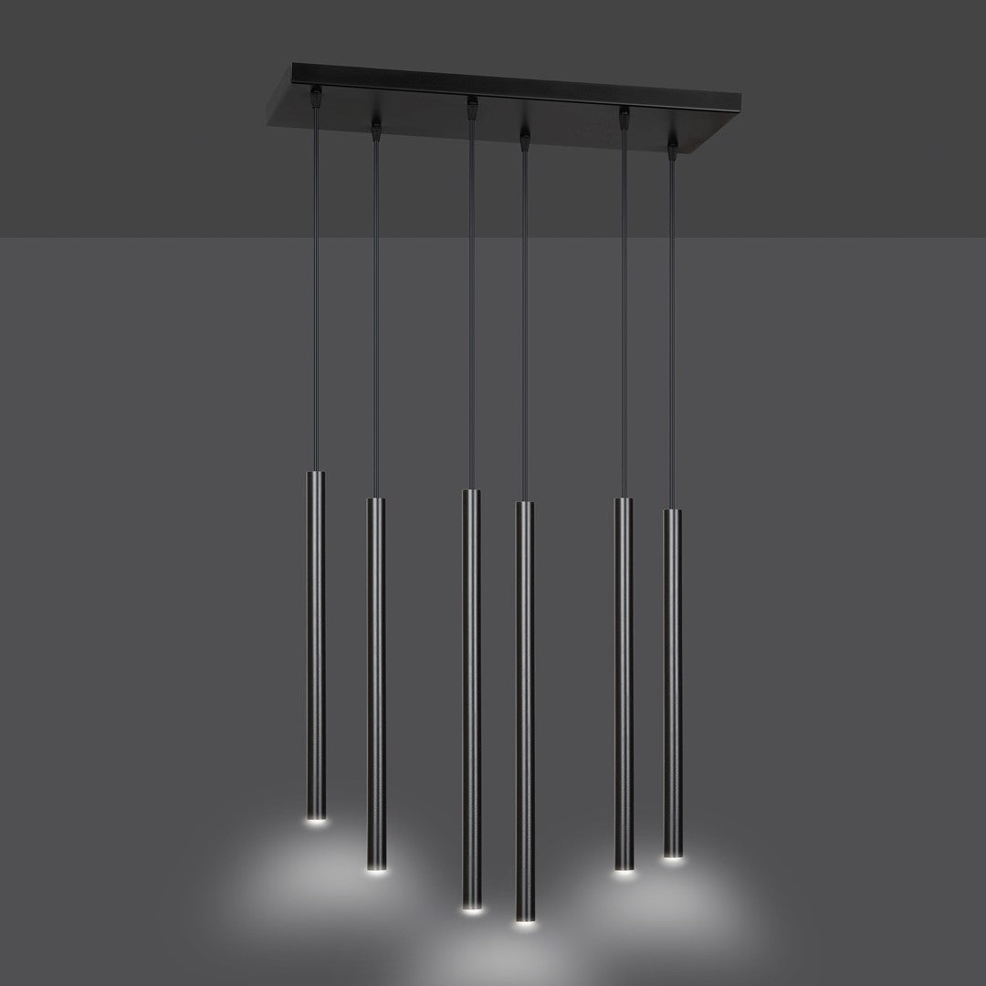 Lampa suspendata neagra 6 lumini Selter