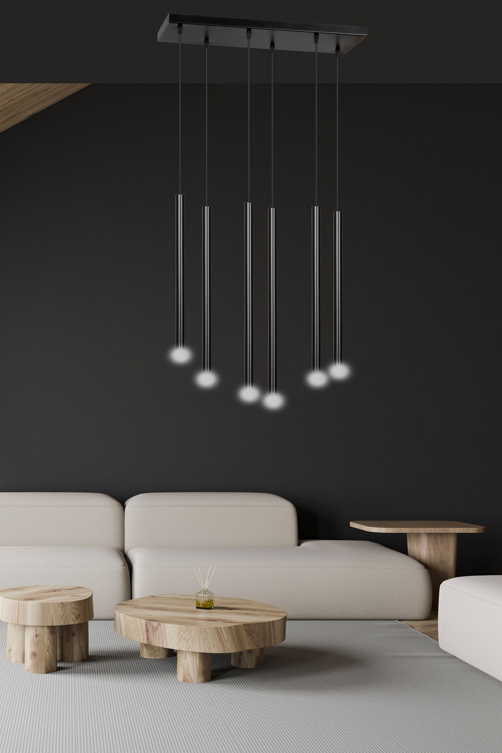 Lampa suspendata neagra 6 lumini Selter