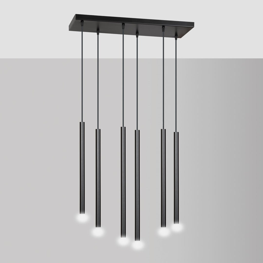 Lampa suspendata neagra 6 lumini Selter