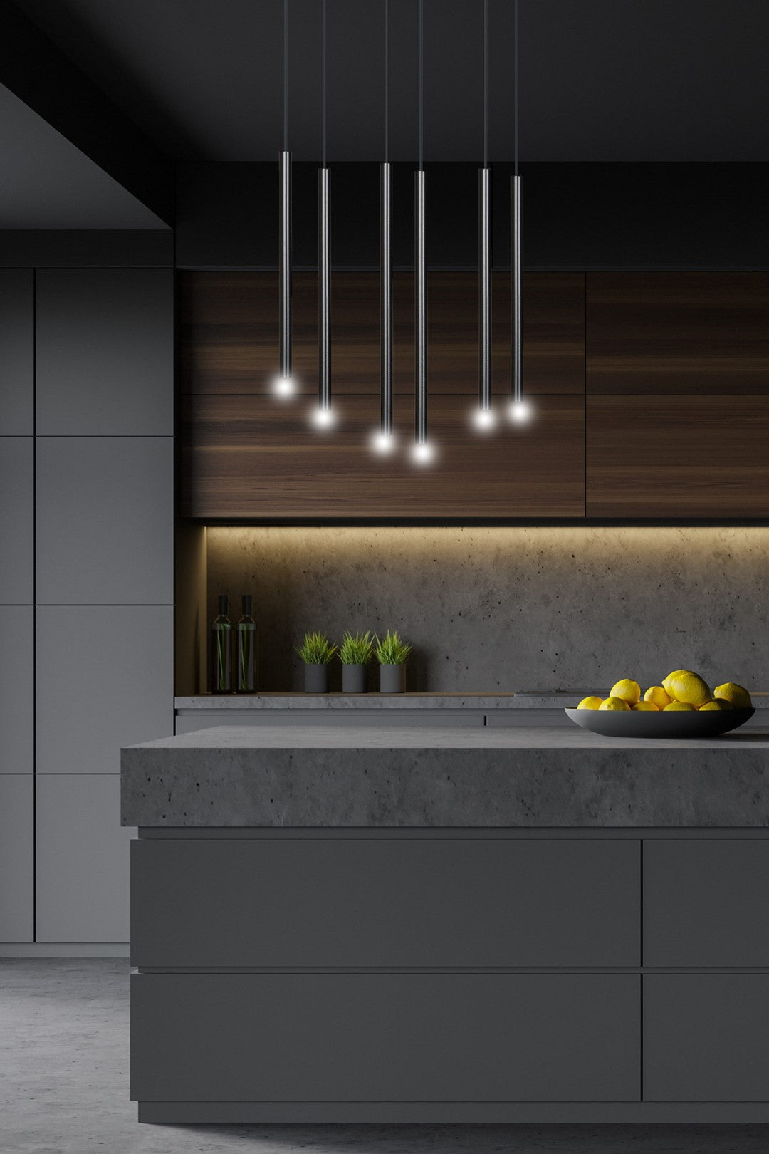 Lampa suspendata neagra 6 lumini Selter