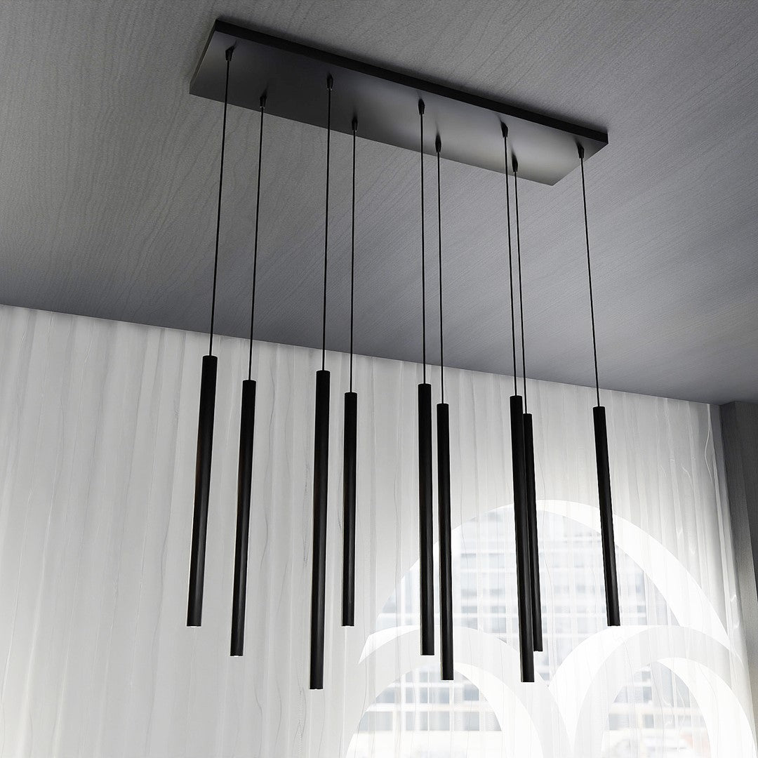 Lampa suspendata neagra 9 lumini Selter