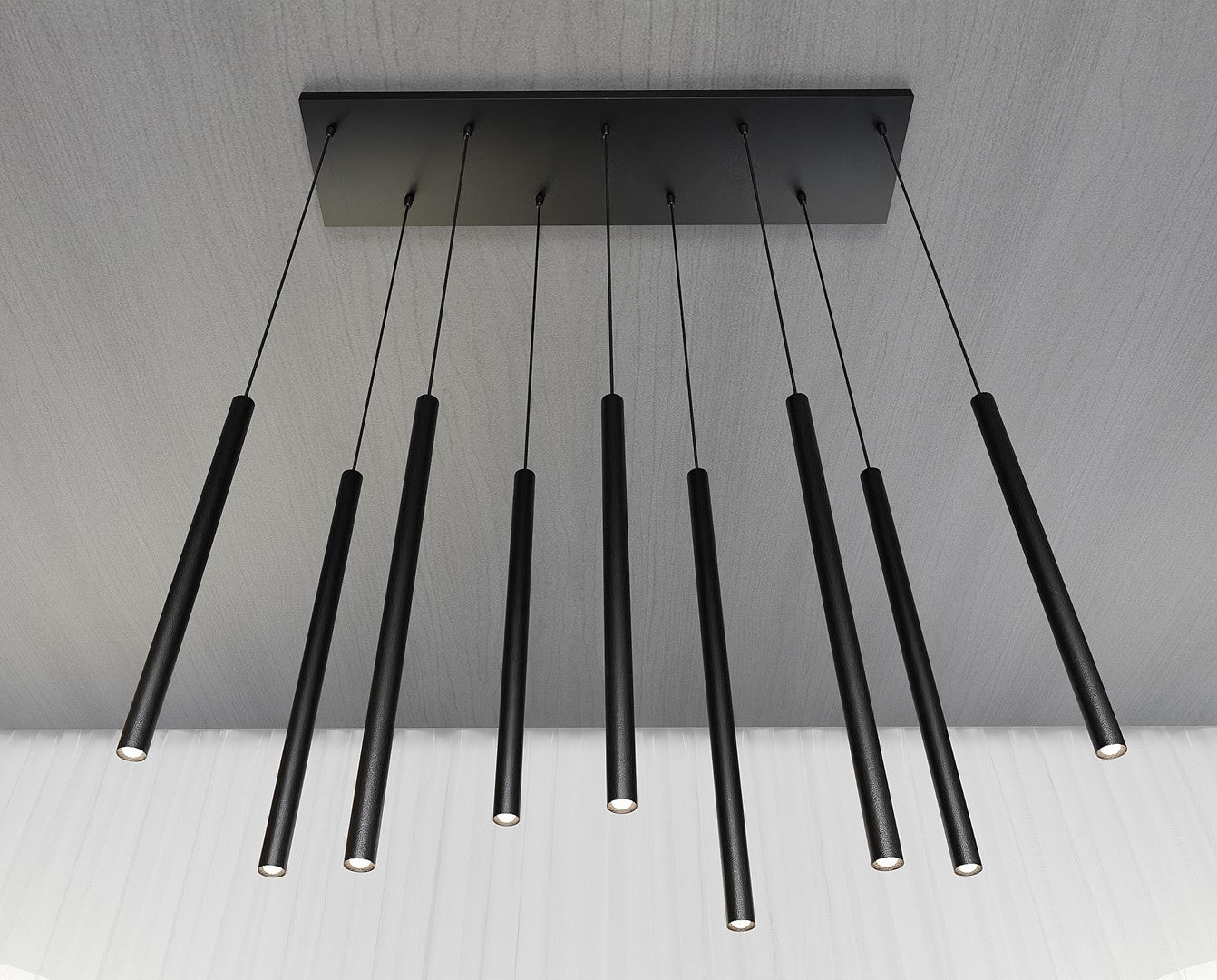 Lampa suspendata neagra 9 lumini Selter