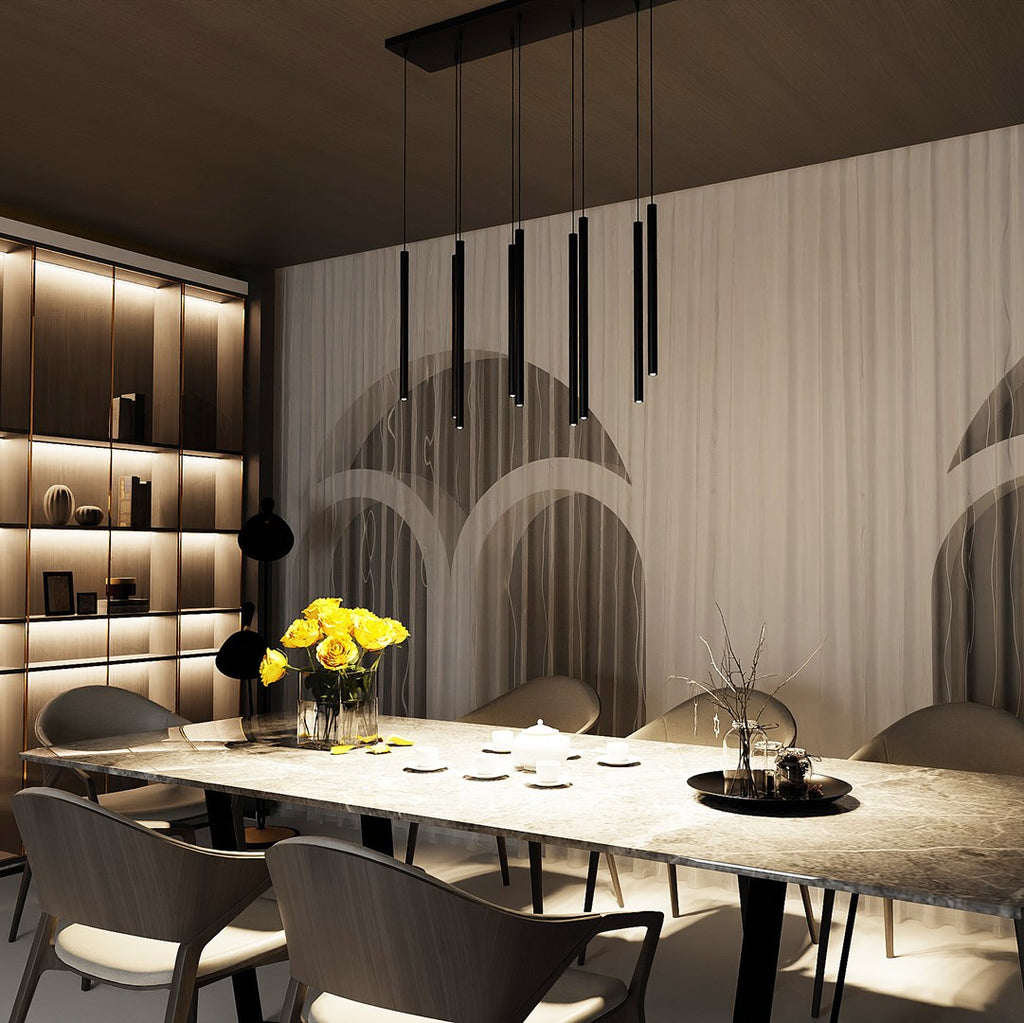 Lampa suspendata neagra 9 lumini Selter