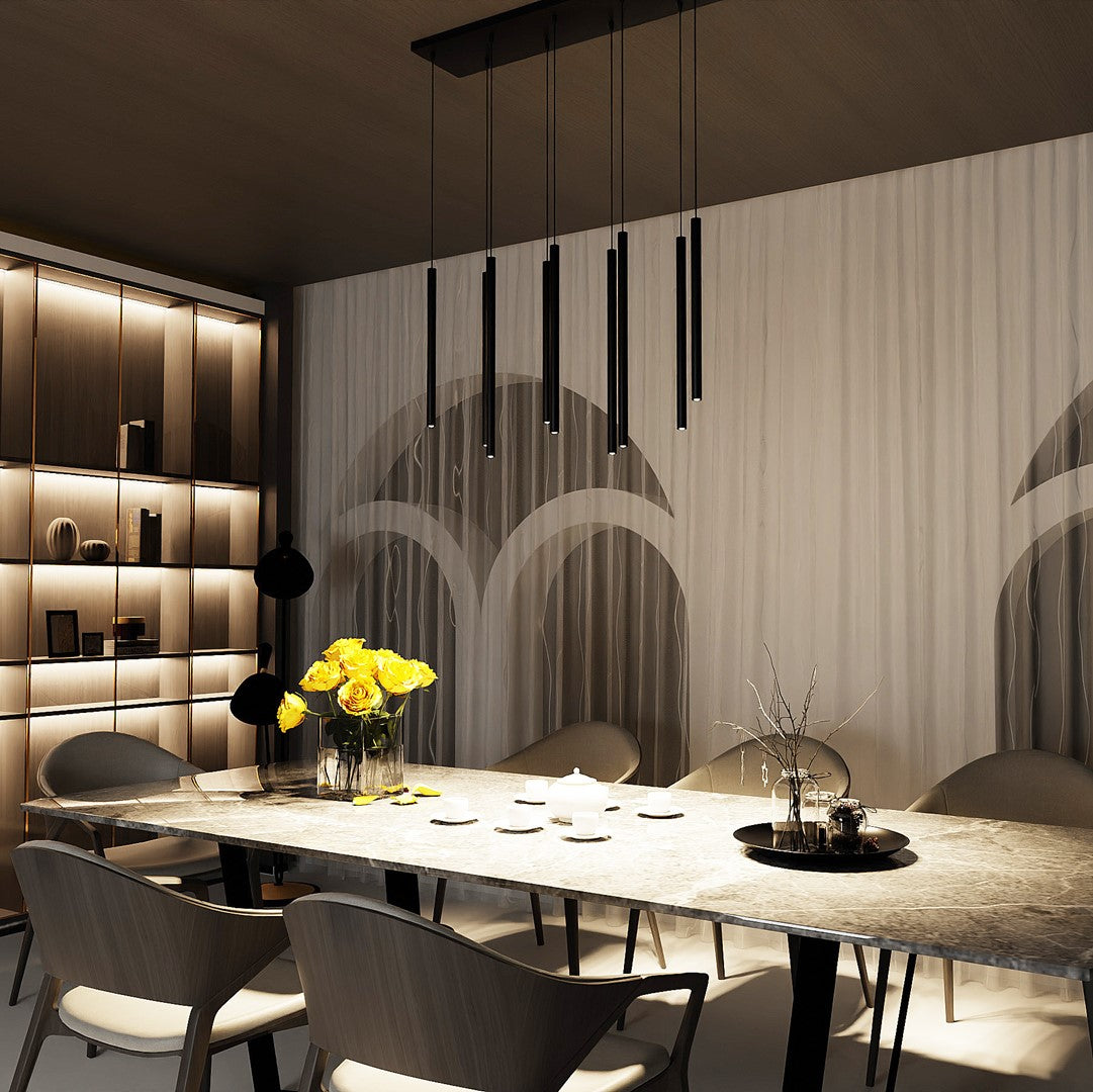 Lampa suspendata neagra 9 lumini Selter