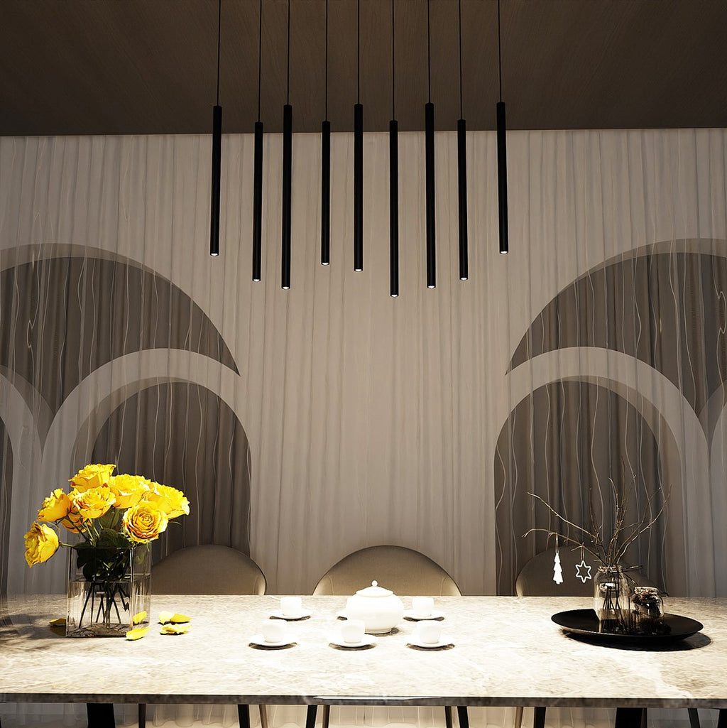 Lampa suspendata neagra 9 lumini Selter