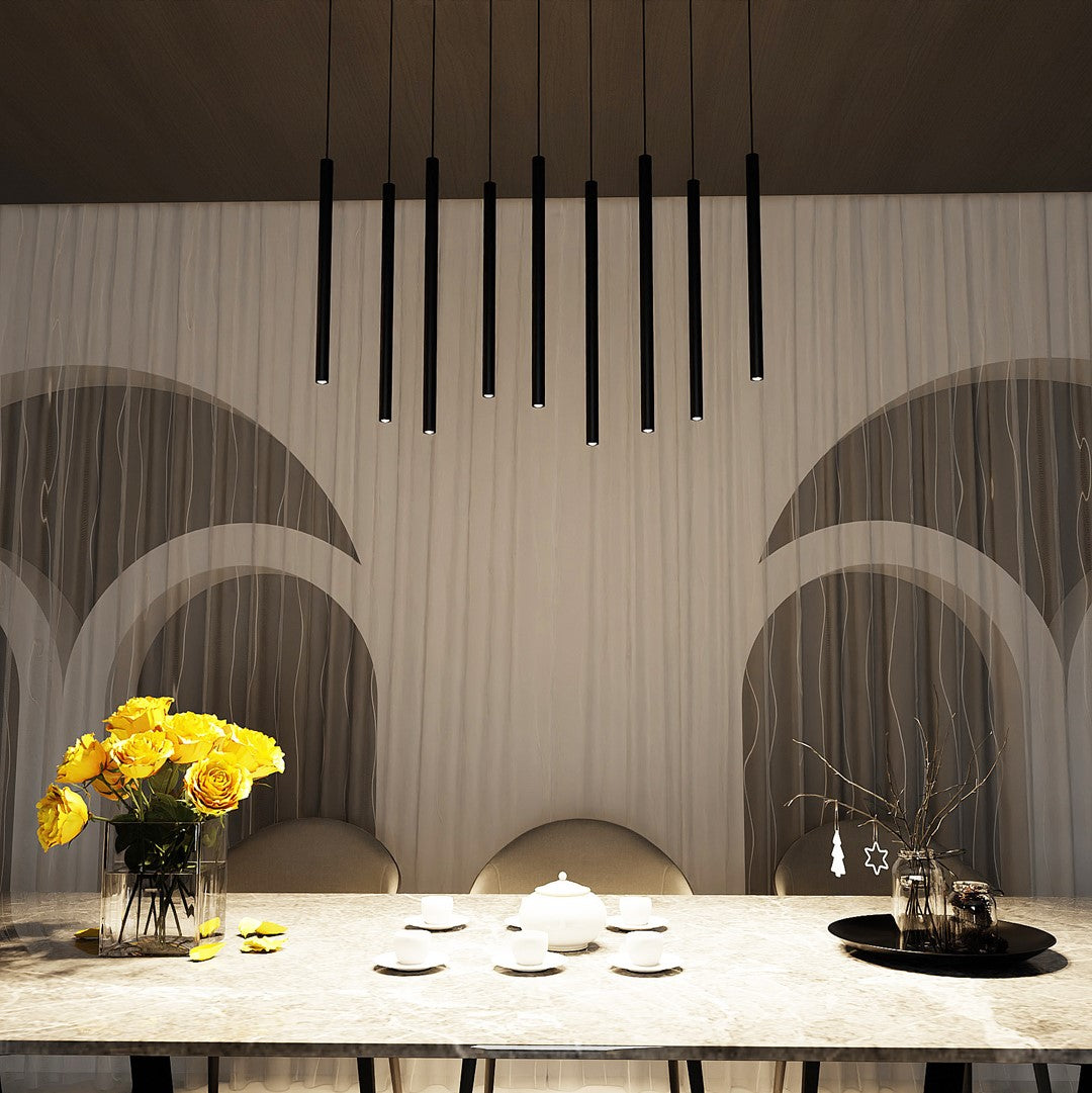 Lampa suspendata neagra 9 lumini Selter