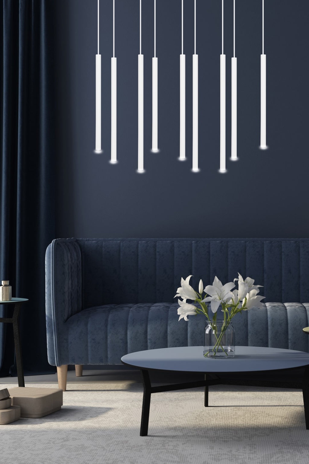 Lampa suspendata alba 9 lumini Selter