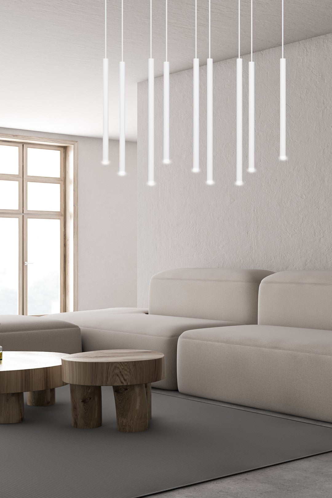 Lampa suspendata alba 9 lumini Selter