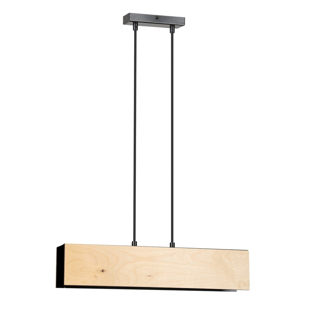 Lampa suspendata neagra cu accente lemn 2 lumini Carlo