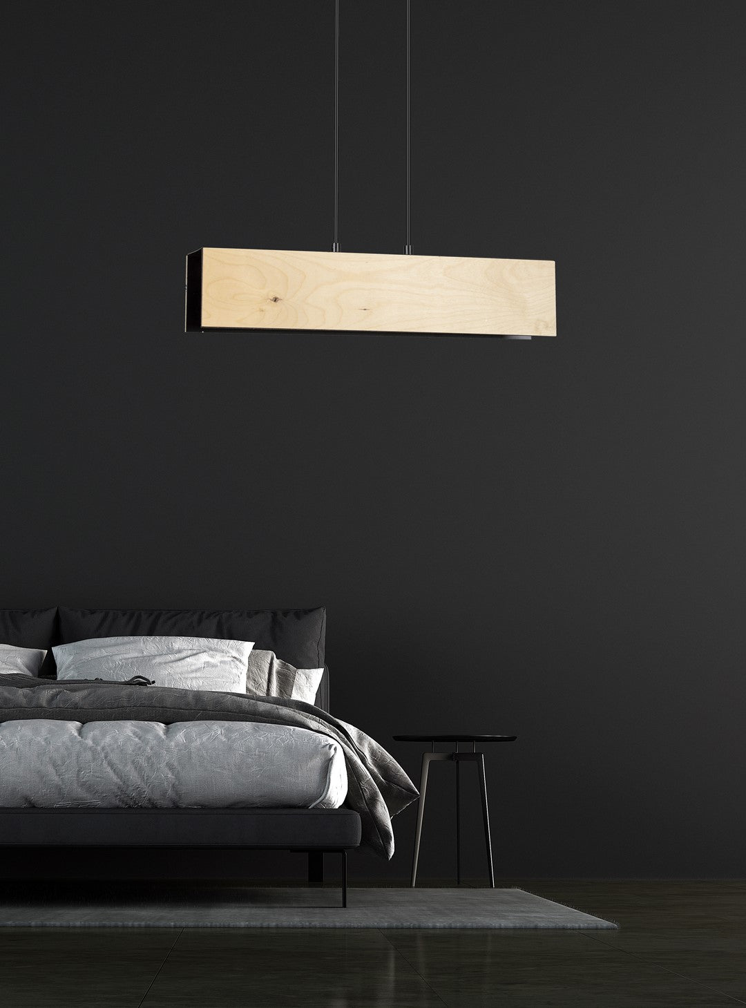 Lampa suspendata neagra cu accente lemn 2 lumini Carlo