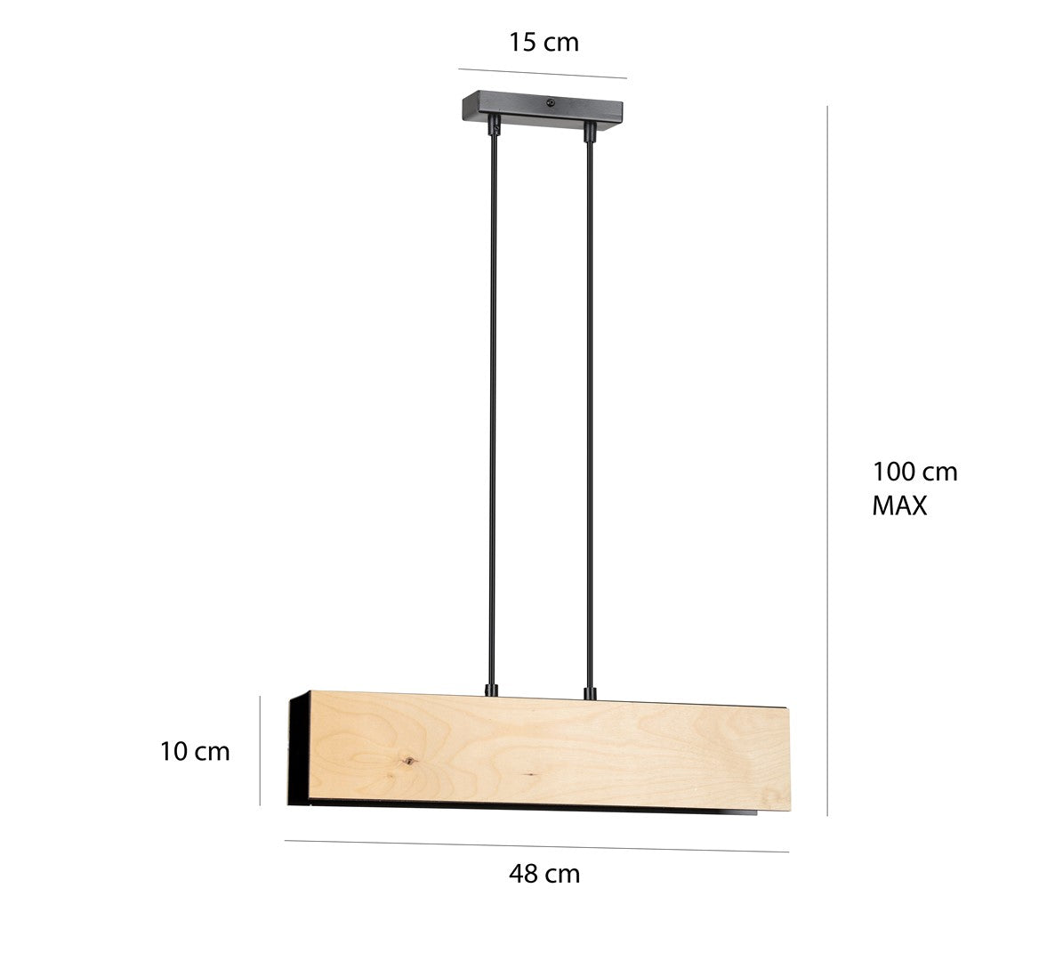 Lampa suspendata neagra cu accente lemn 2 lumini Carlo