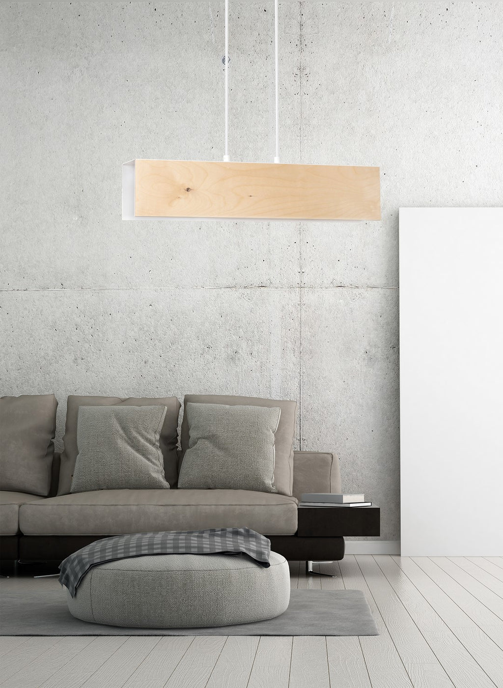 Lampa suspendata alba cu accente lemn 2 lumini Carlo