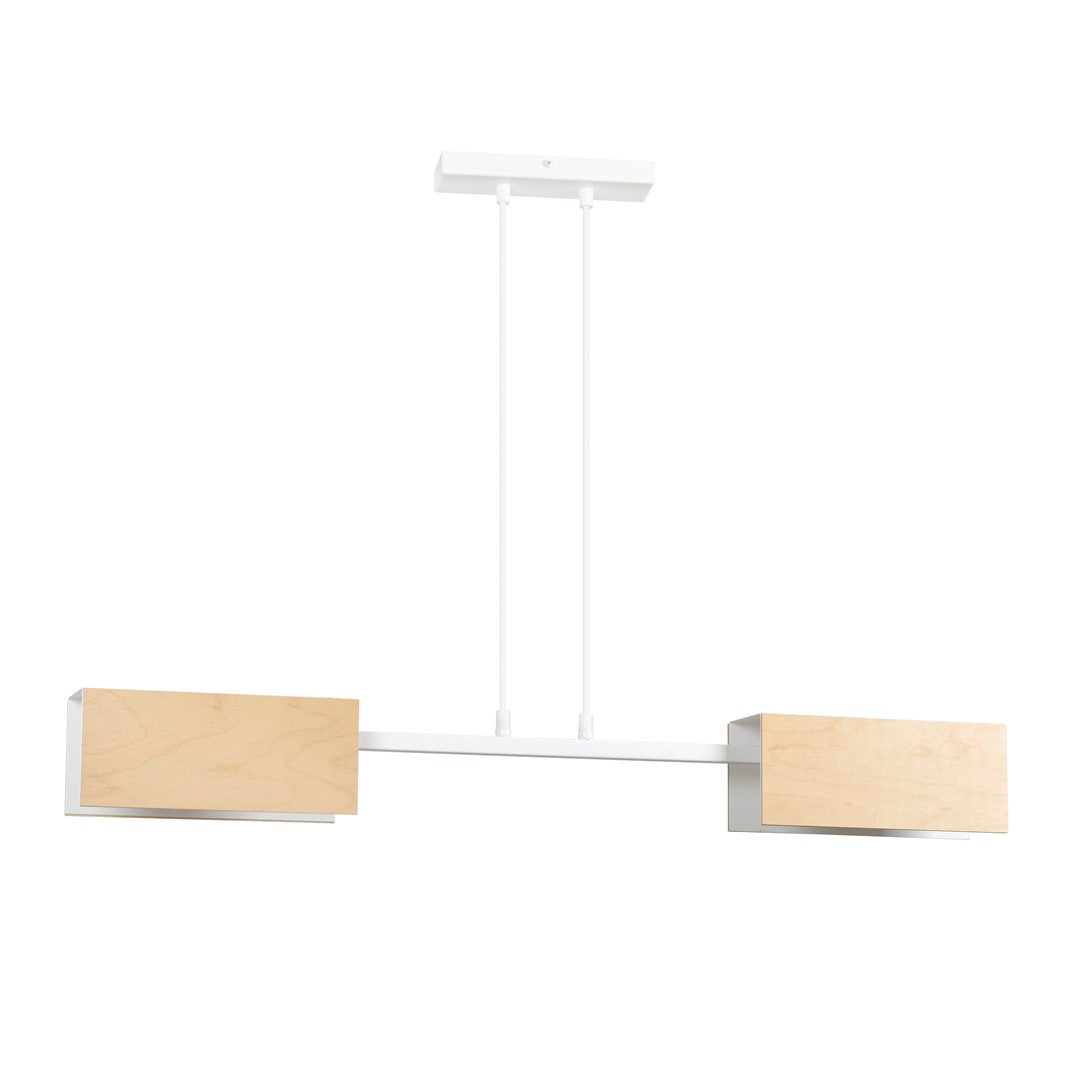 Lampa suspendata alba cu accente de lemn 2 lumini Zaper