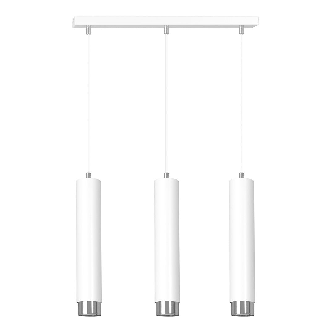 Lampa suspendata alba cu accente cromate 3 lumini Kibo