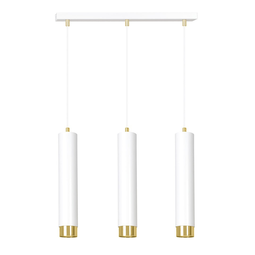 Lampa suspendata alba cu accente aurii 3 lumini Kibo