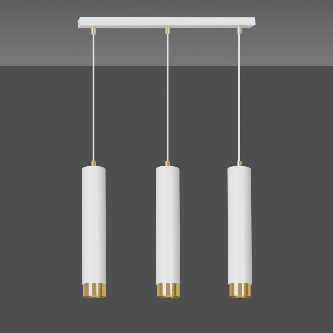 Lampa suspendata alba cu accente aurii 3 lumini Kibo