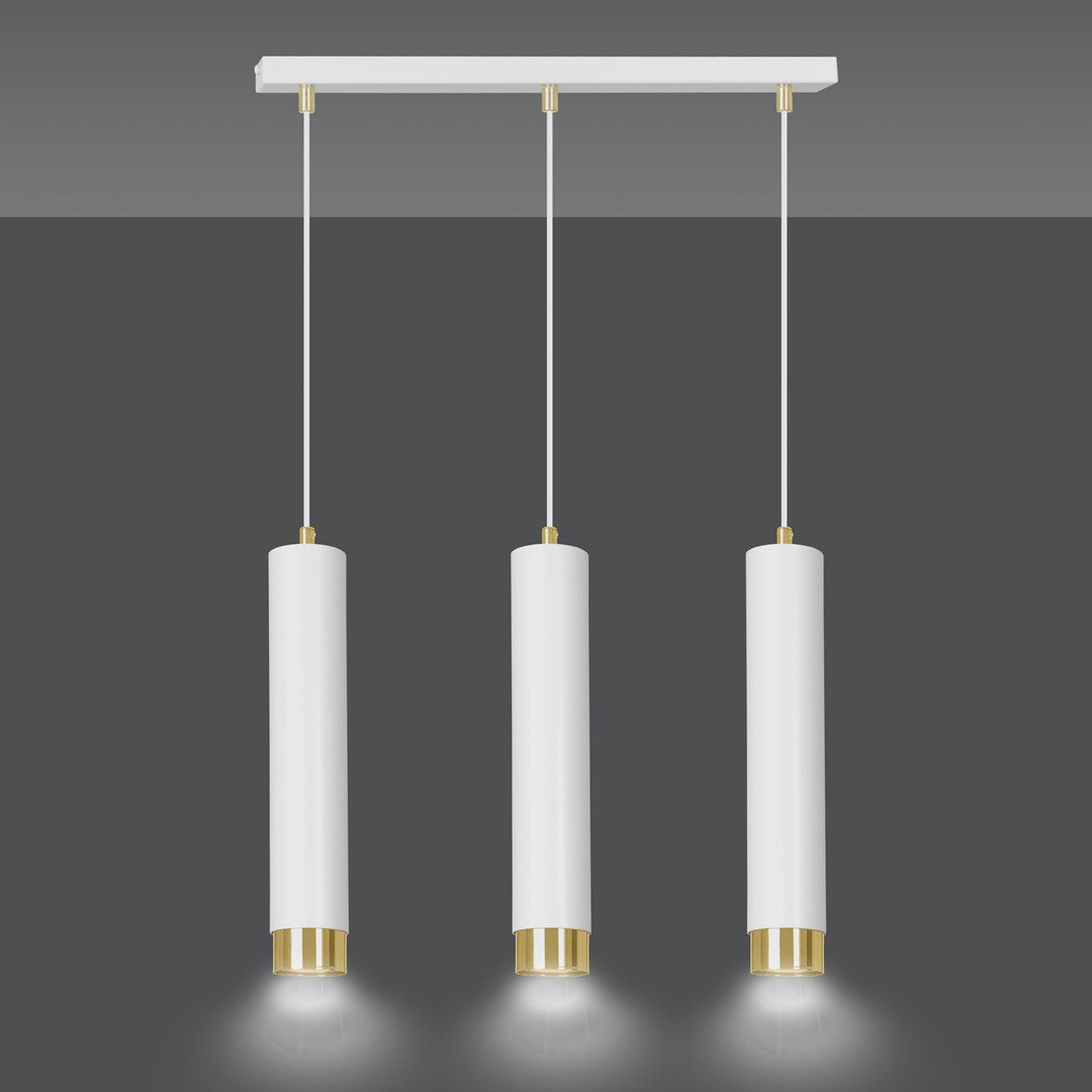 Lampa suspendata alba cu accente aurii 3 lumini Kibo