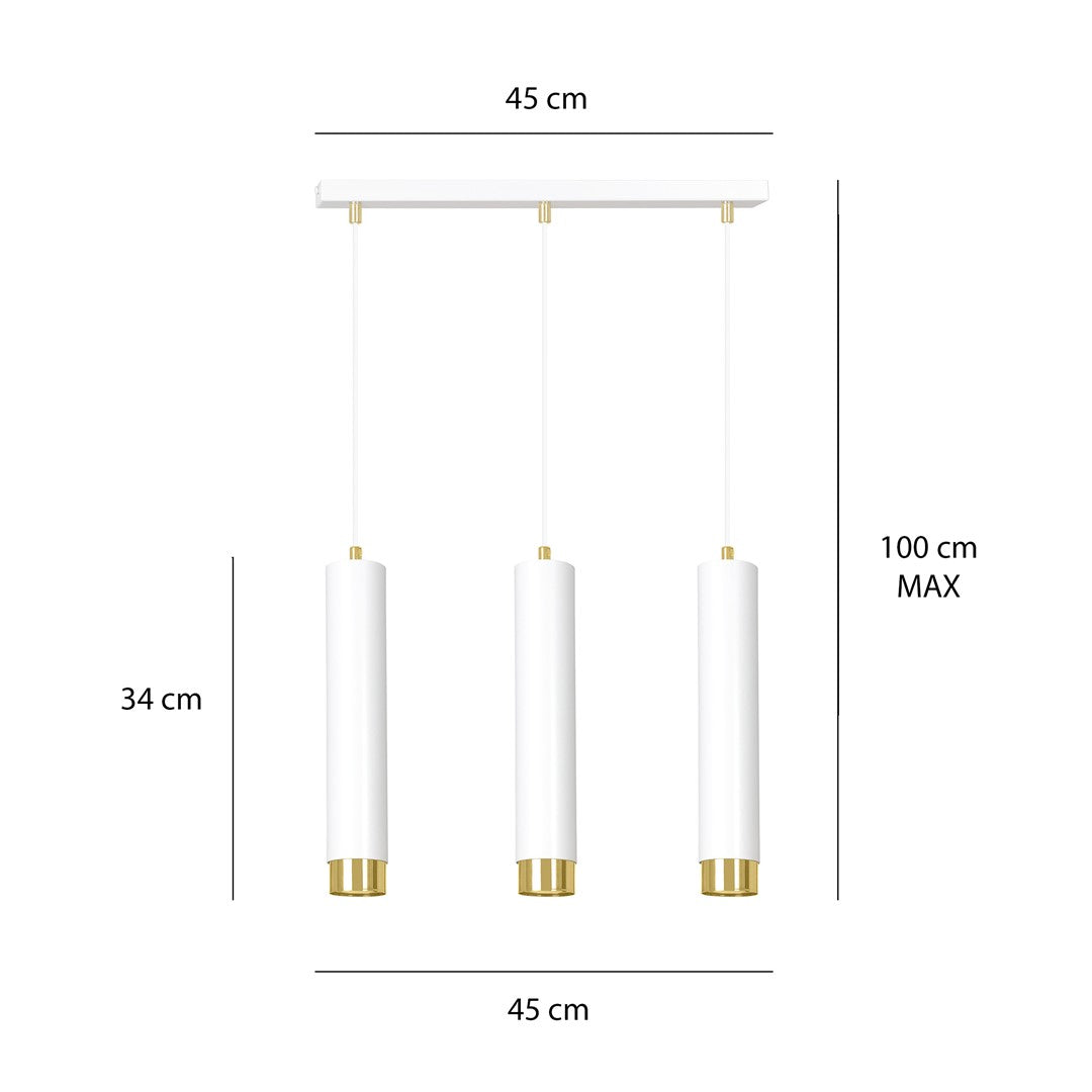 Lampa suspendata alba cu accente aurii 3 lumini Kibo