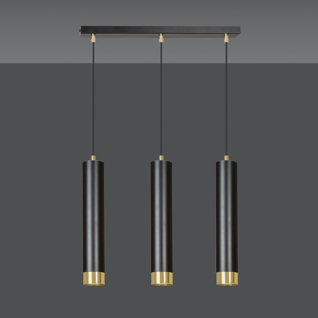 Lampa suspendata neagra cu accente aurii 3 lumini Kibo