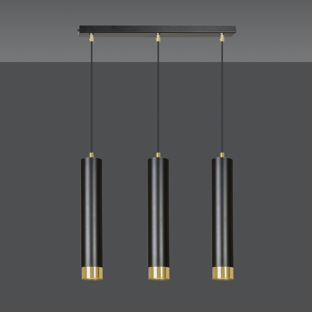 Lampa suspendata neagra cu accente aurii 3 lumini Kibo