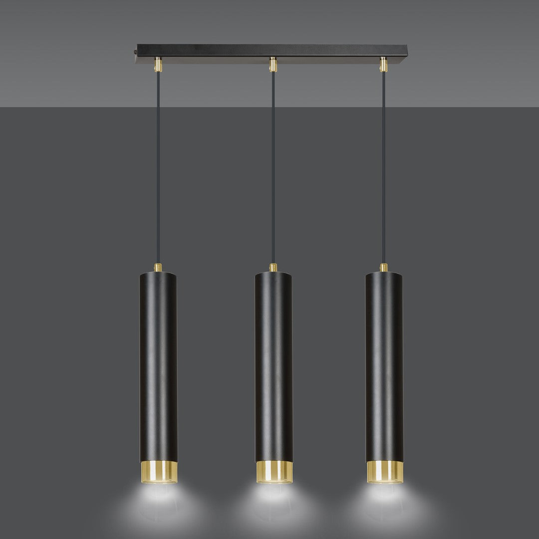 Lampa suspendata neagra cu accente aurii 3 lumini Kibo