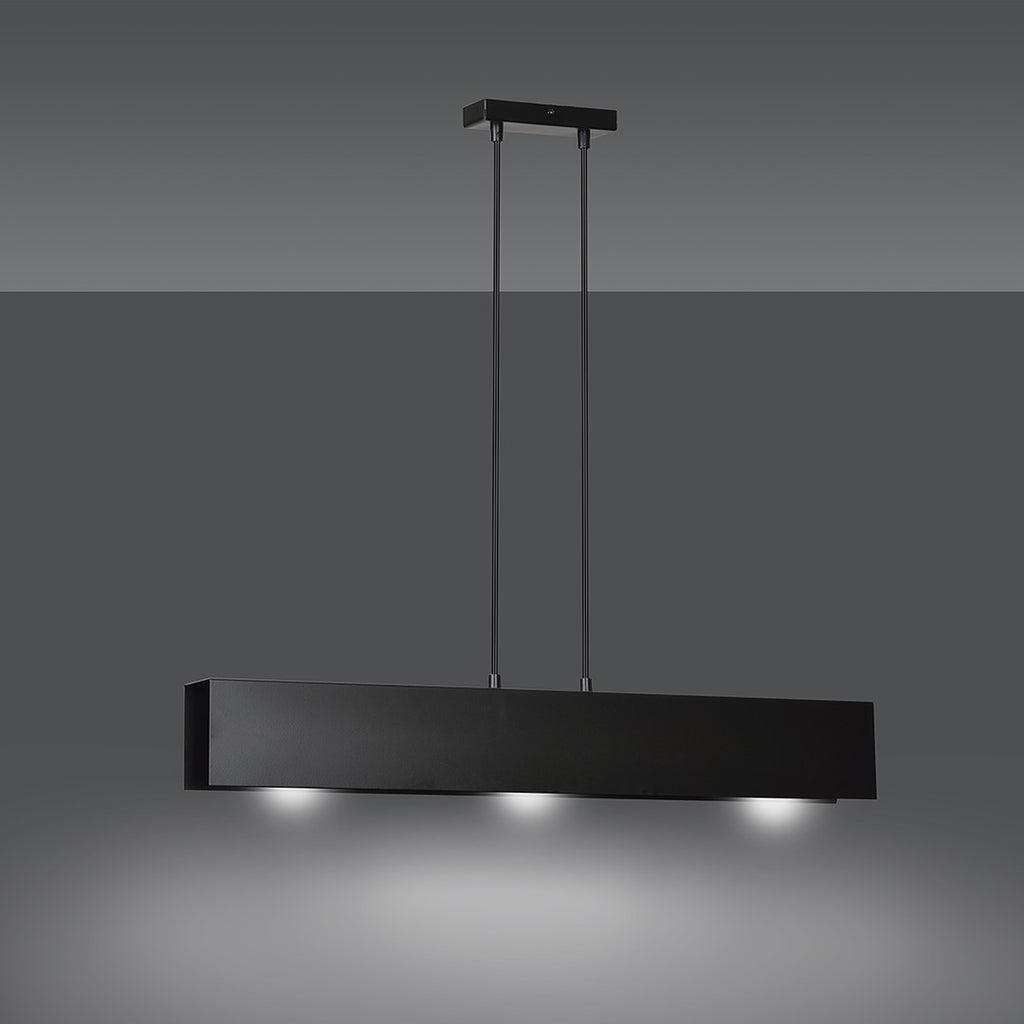 Lampa suspendata metalica neagra 3 lumini Gentor
