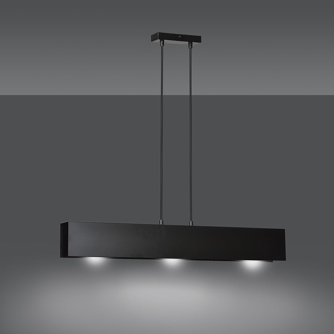 Lampa suspendata metalica neagra 3 lumini Gentor