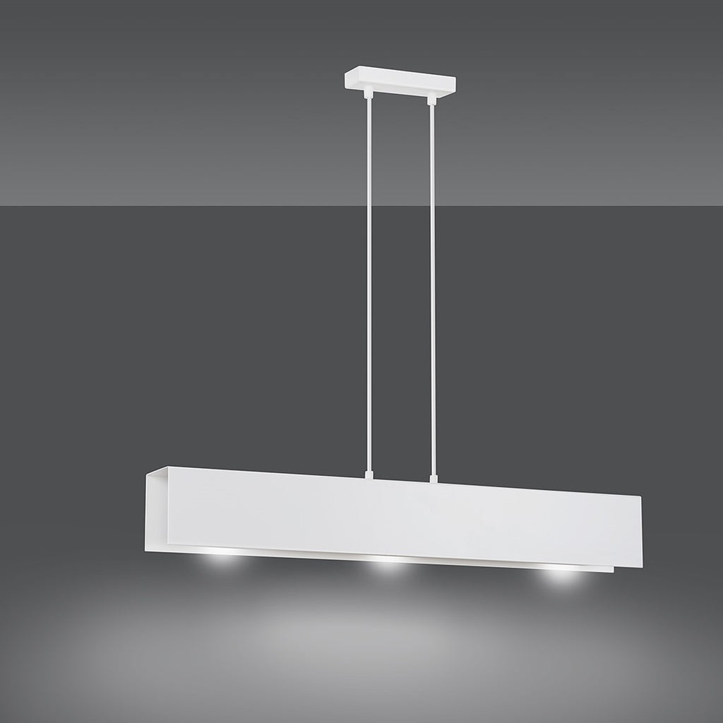 Lampa suspendata metalica alba 3 lumini Gentor