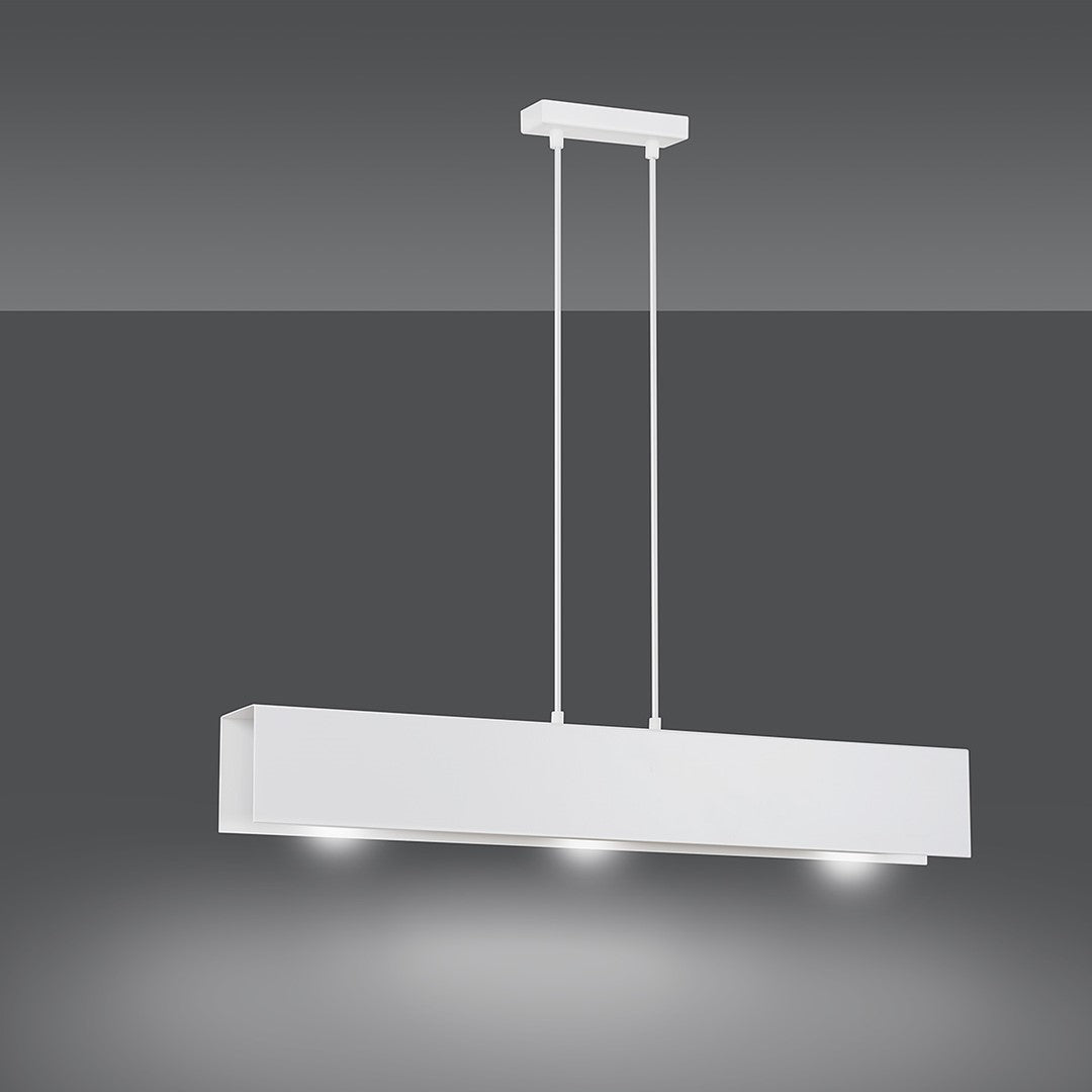 Lampa suspendata metalica alba 3 lumini Gentor